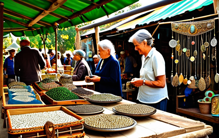지속가능한 악세서리로 나만의 스타일 만들기 - **Prompt:** "A close-up shot capturing the skilled hands of an artisan, likely a woman, as she metic...