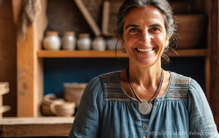 악세서리 브랜드의 지속 가능한 마케팅 전략 - The Artisan's Sustainable Craft**
A close-up, warm, and authentic photo of a skilled Portuguese fem...