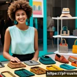 Home 22 친환경 패션 브랜드와 악세서리의 관계 - A vibrant fashion scene in Brazil showcasing eco-friendly accessories made from recycled PET bottles...
