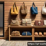 Home 20 악세서리와 환경 문제 해결 전략 - A stylish eco-friendly accessory display featuring a variety of handmade bags and wallets crafted fr...